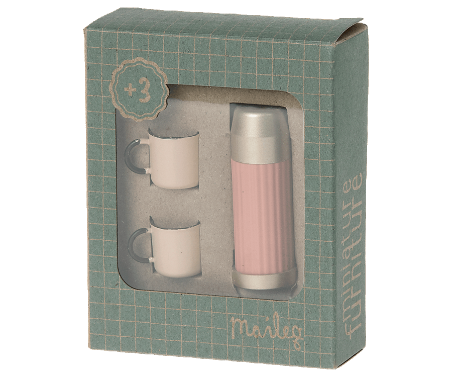 Maileg Thermos And Cups - Soft Coral