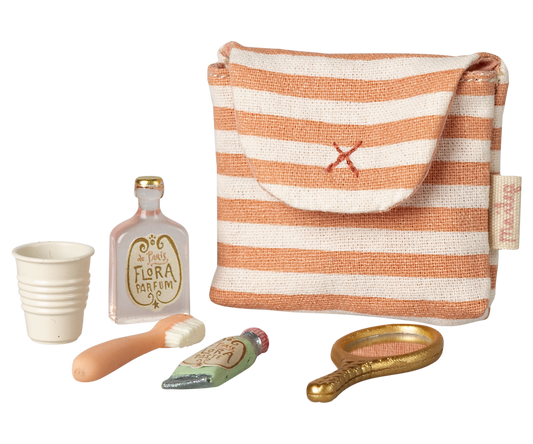 Mouse Toothbrush Set in Coral Stripe Bag