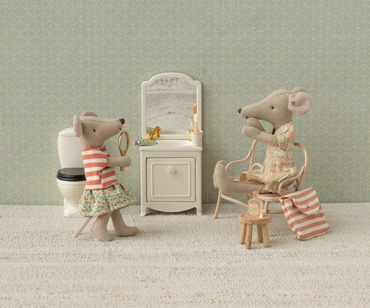 Mouse Toothbrush Set in Coral Stripe Bag