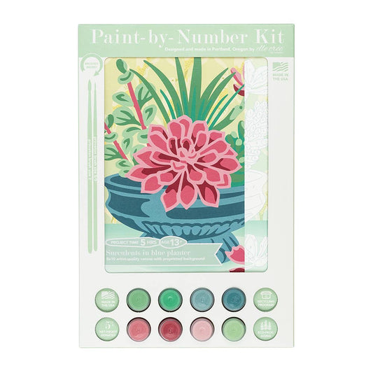 Succulents in Blue Planter Paint by Number