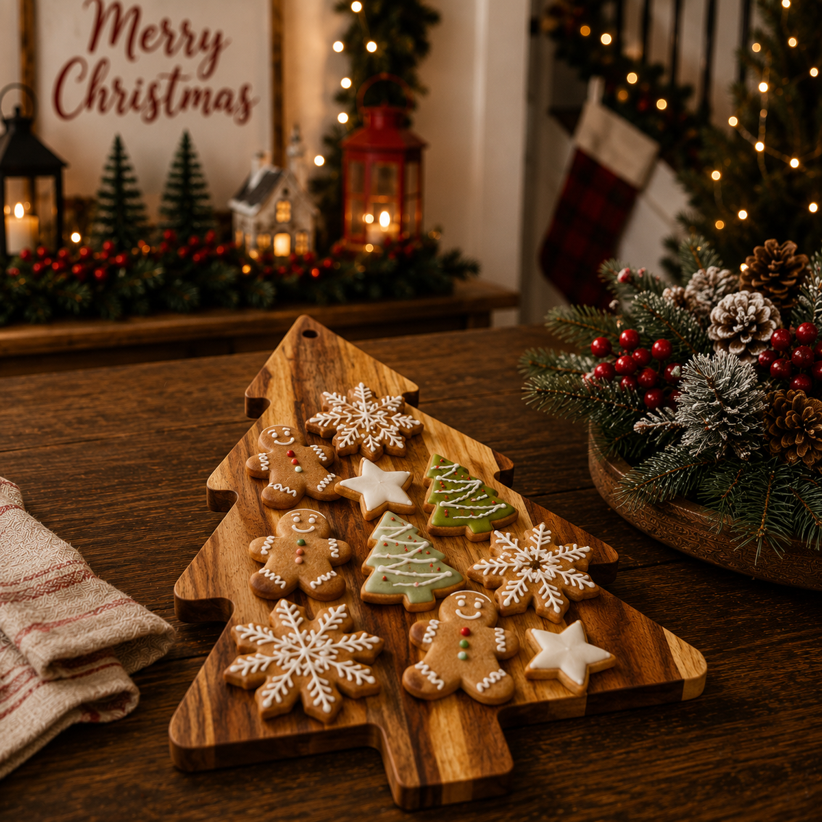Christmas Tree Shape Serving Board, Holiday Charcuterie Wood