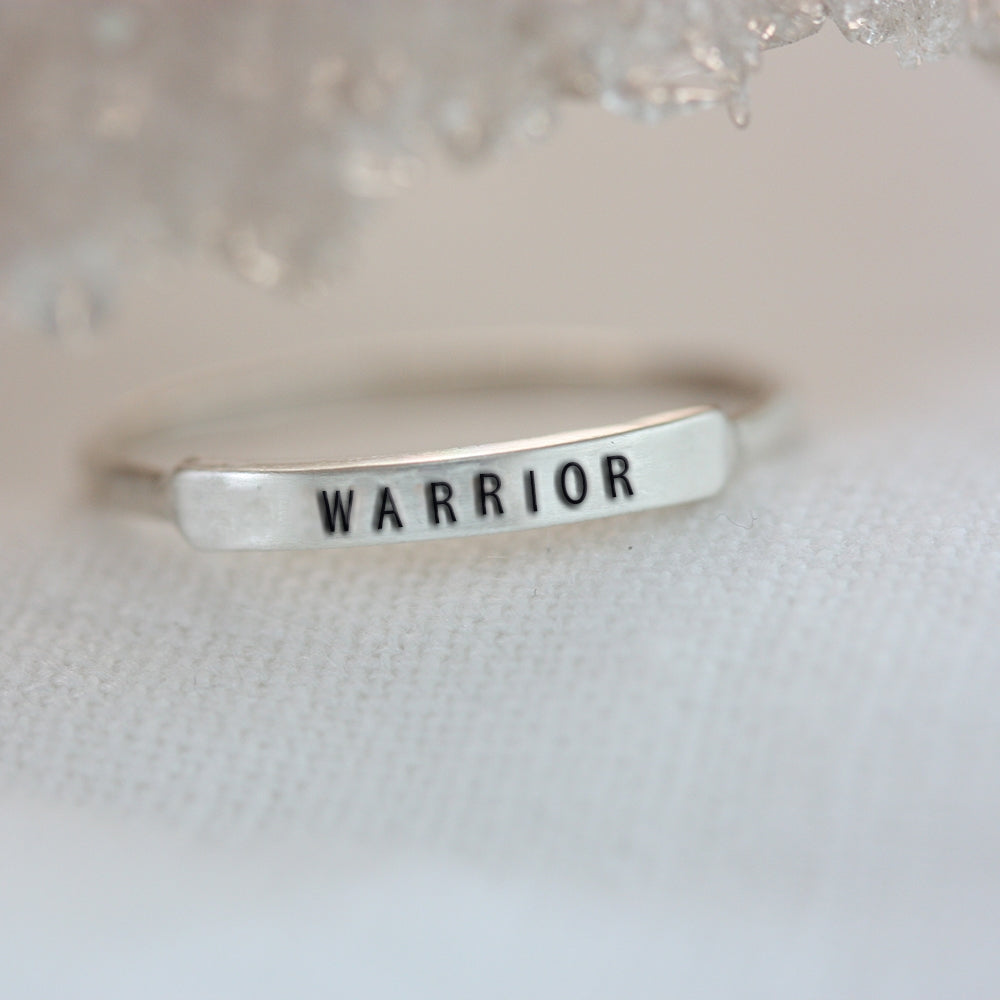 Hand Stamped Thin Inspiring Stacking Ring