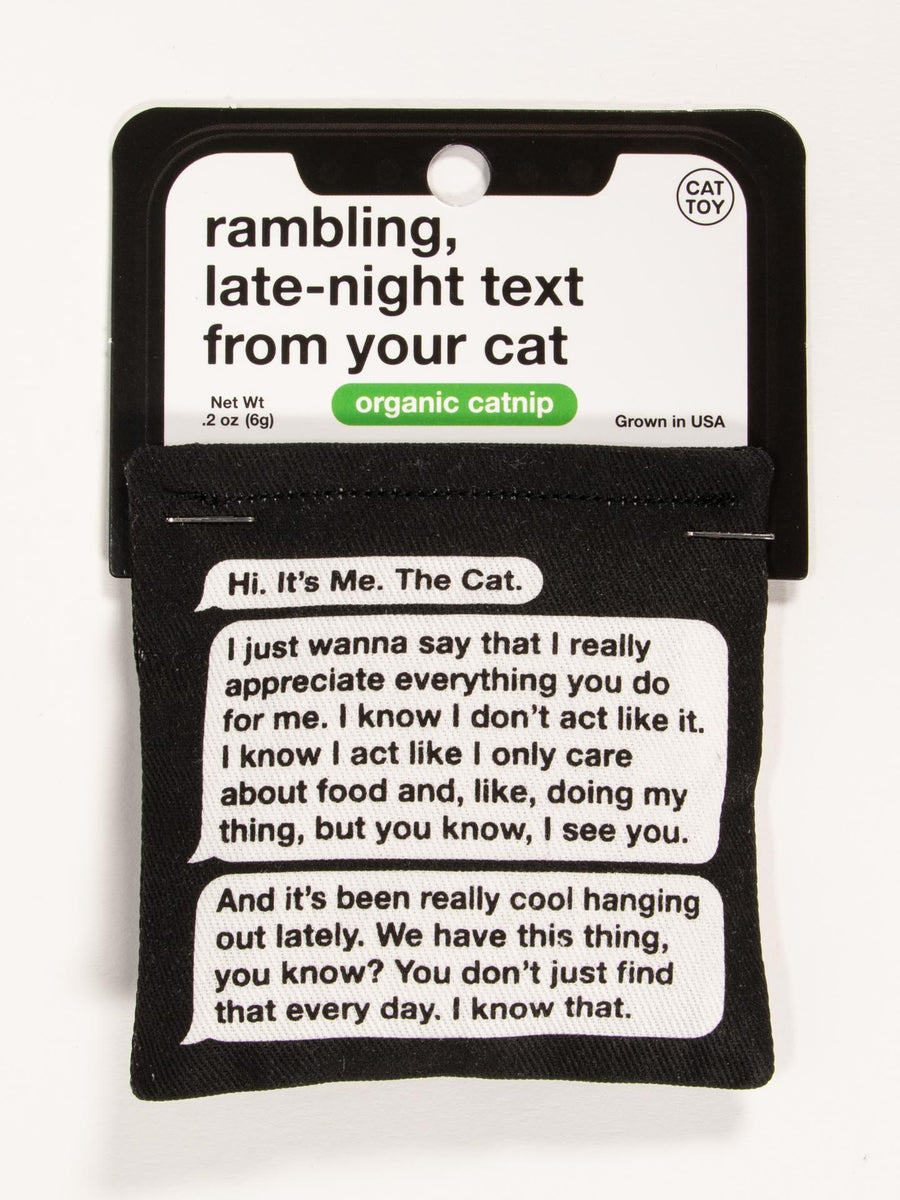 Rambling Text Catnip Toy