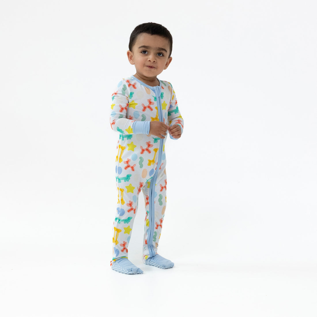 Balloon Animals Blue 2 Way Zipper Romper