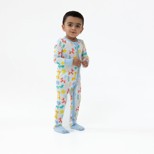 Balloon Animals Blue 2 Way Zipper Romper