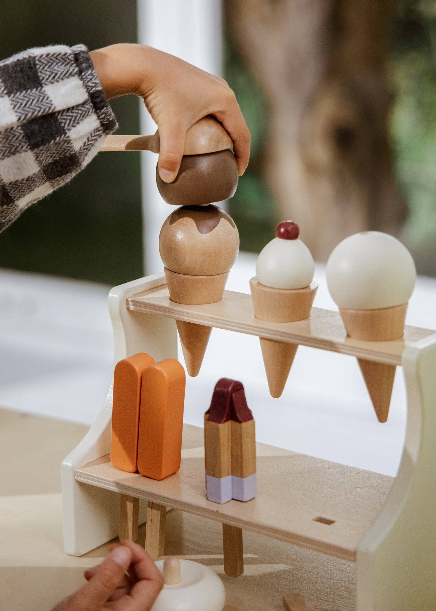 Wooden Ice Cream Stand and Accessories