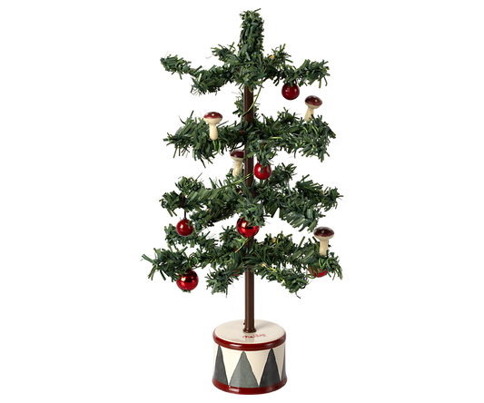 Light Up Christmas Tree With Mushroom Ornaments