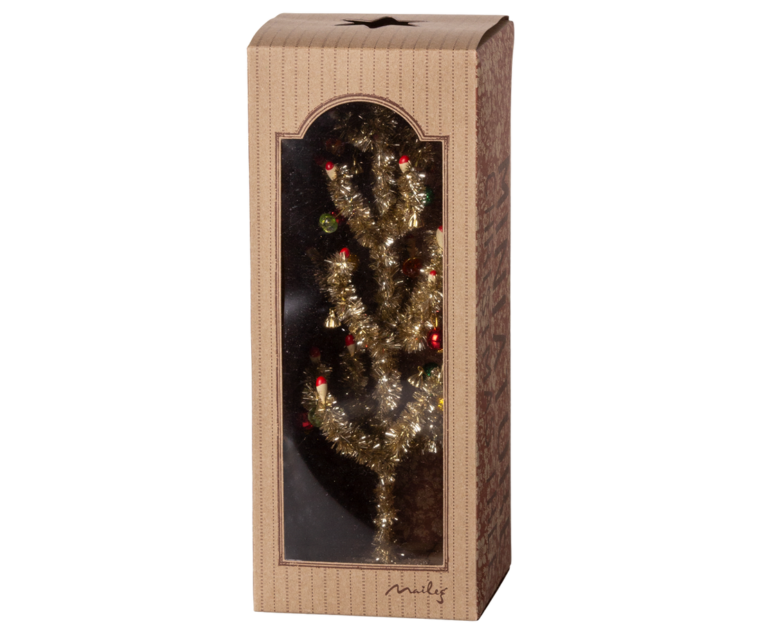 Gold Christmas Tree With Red & Green Decorations