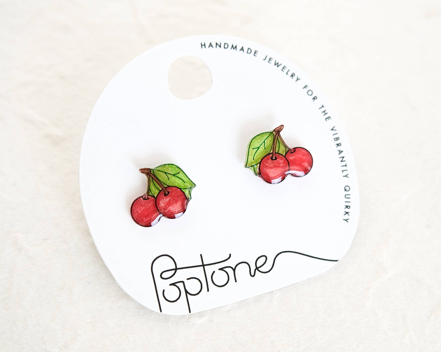 Red Cherry Fruit Stud Earrings