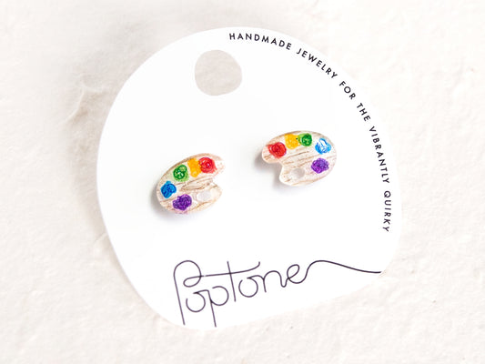 Artist Paint Palette Colorful Stud Earrings