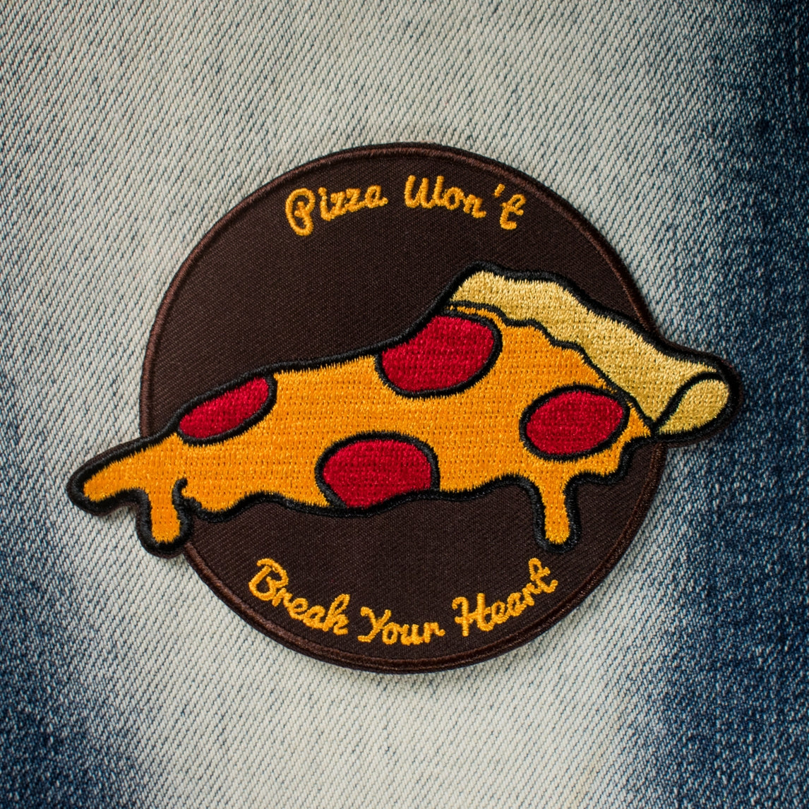 Pizza Won't Break Your Heart Embroidered Iron-on Patch