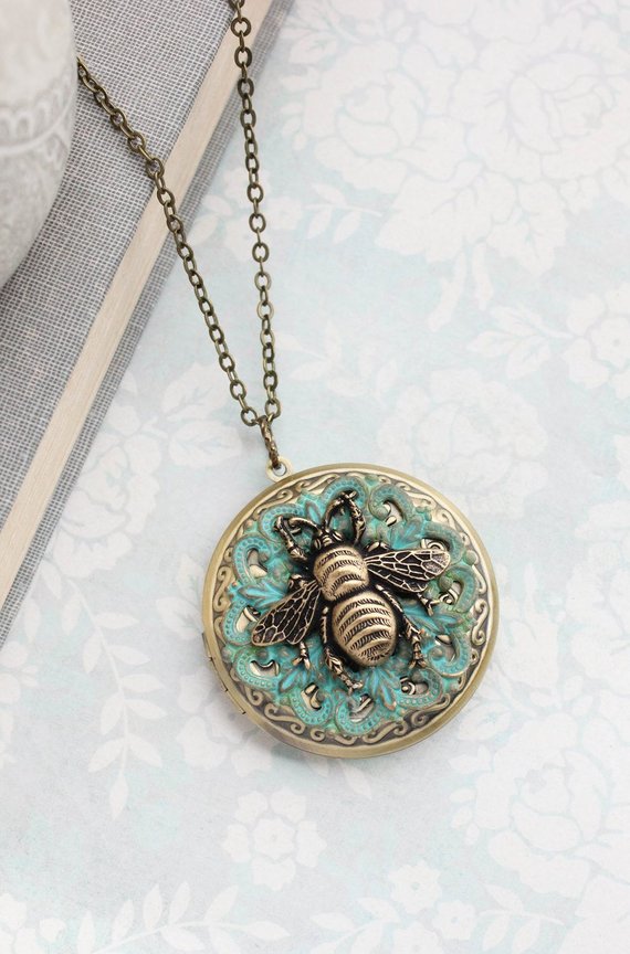 Honey Bee Necklace - Large Round Locket