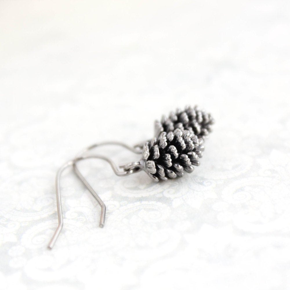 Silver Pinecone Earrings