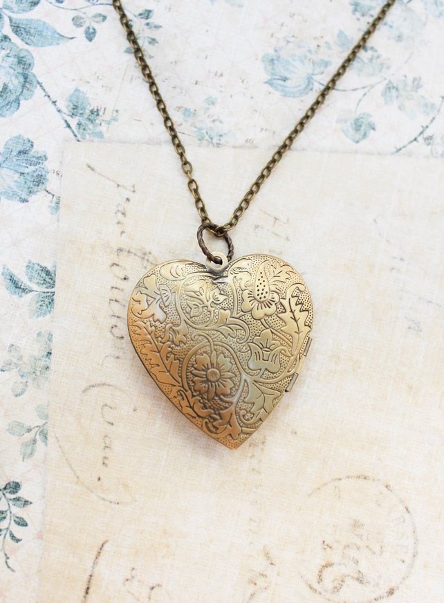 Floral Heart Locket Necklace