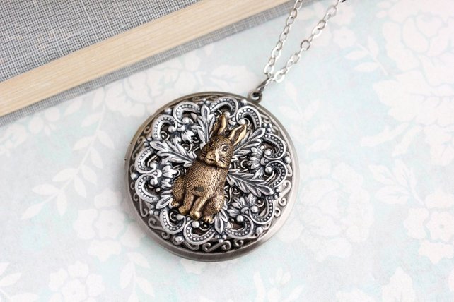 Rabbit Necklace - Large Round Locket