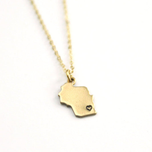 WI State Heart Over Milwaukee Necklace