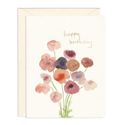 Poppies Watercolor Birthday Card