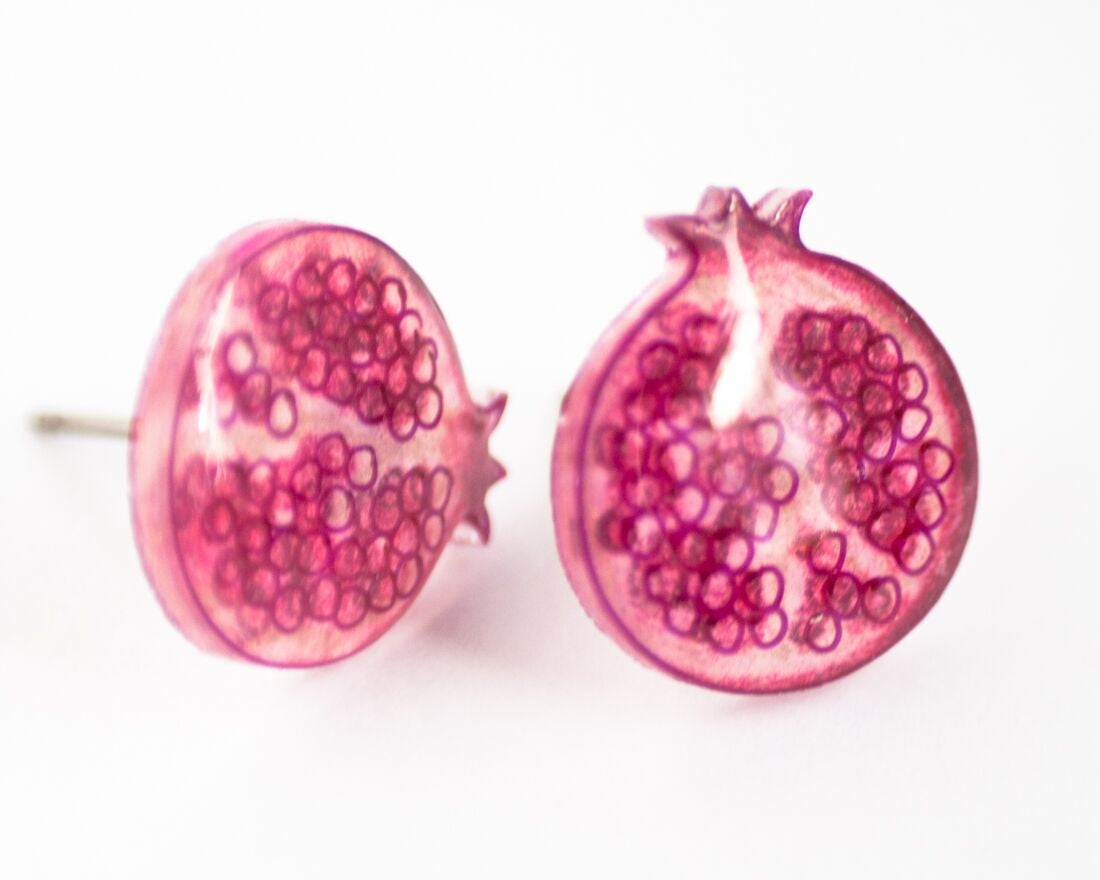 Pomegranate Fruit Stud Earrings