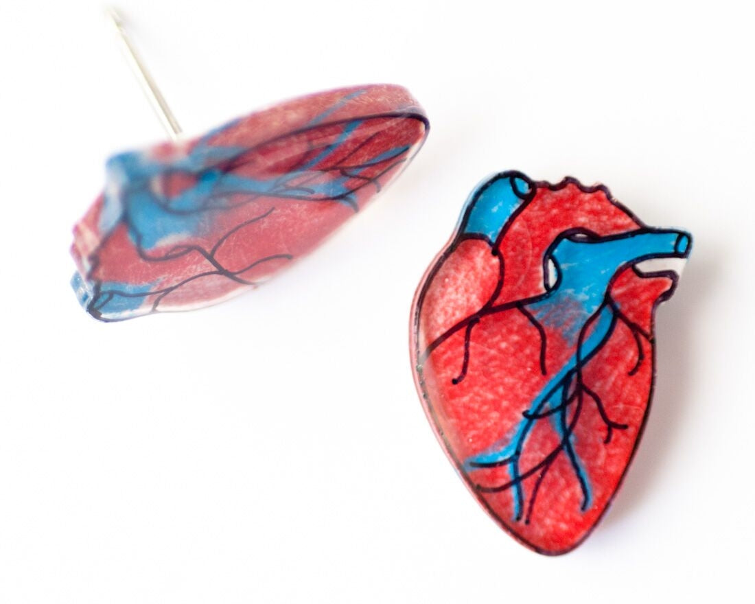 Anatomic Human Heart Earrings