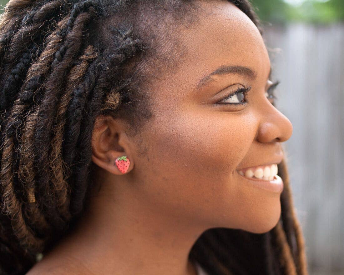 Cute Strawberry Fruit Summer Stud Earrings