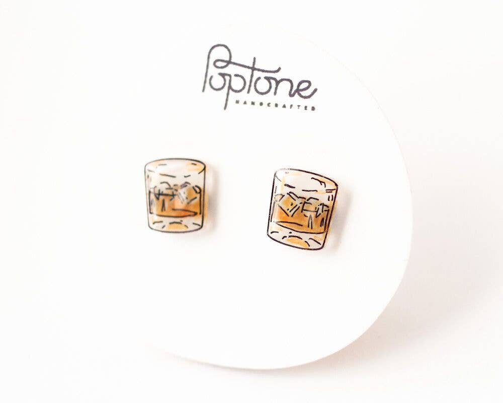 Whiskey Glass Drink Earrings