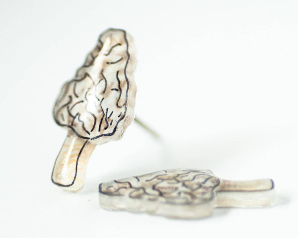 Morel Woodland Mushroom Stud Earrings