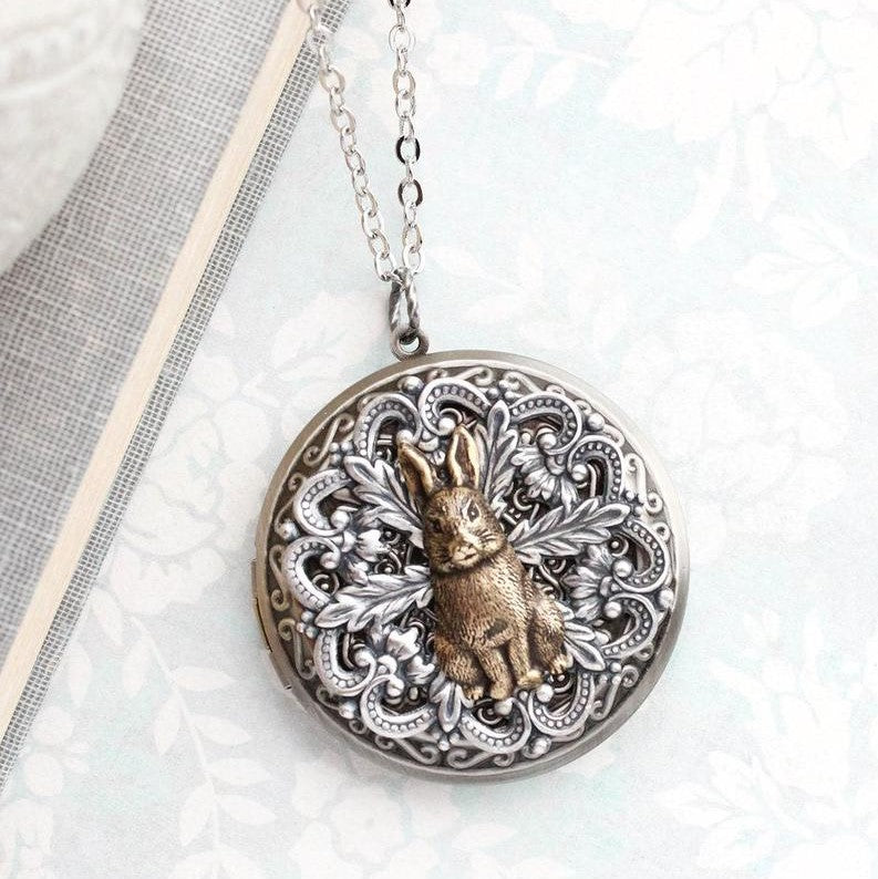 Rabbit Necklace - Large Round Locket