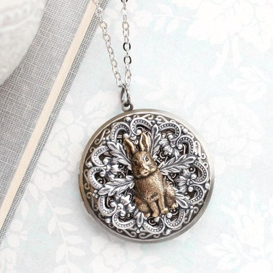 Rabbit Necklace - Large Round Locket