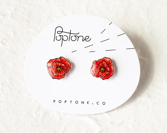 Poppy Flower Stud Earrings