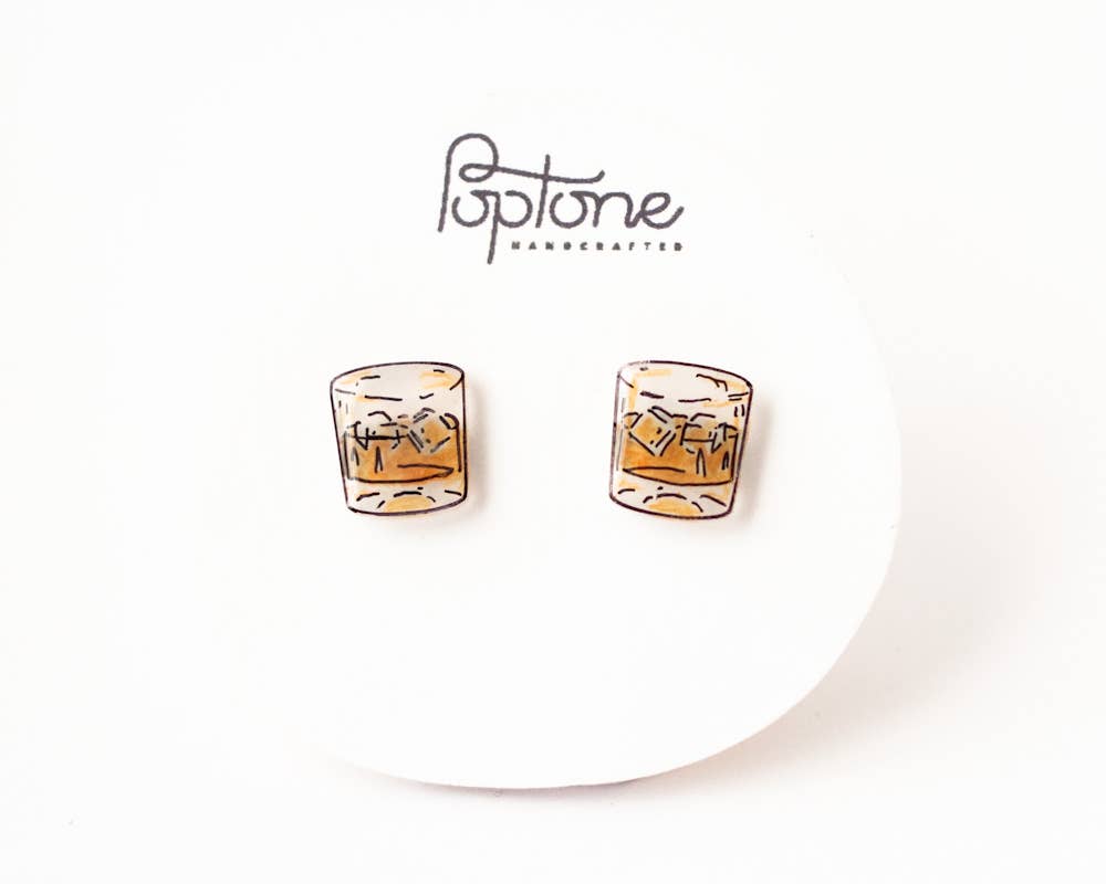 Whiskey Glass Drink Earrings