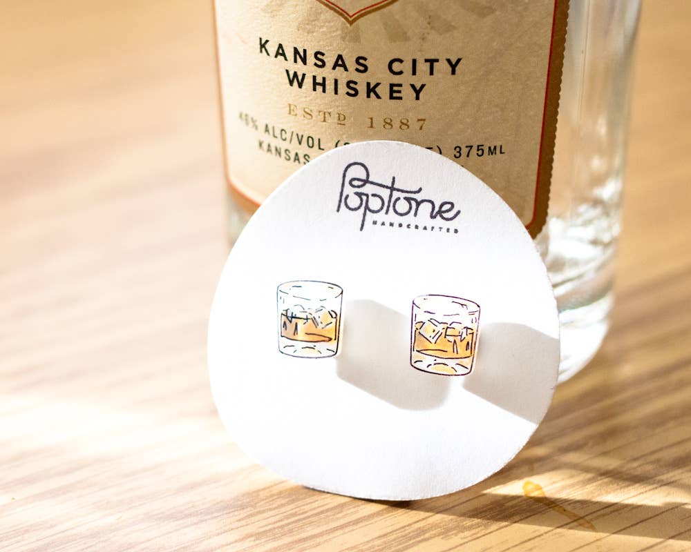Whiskey Glass Drink Earrings