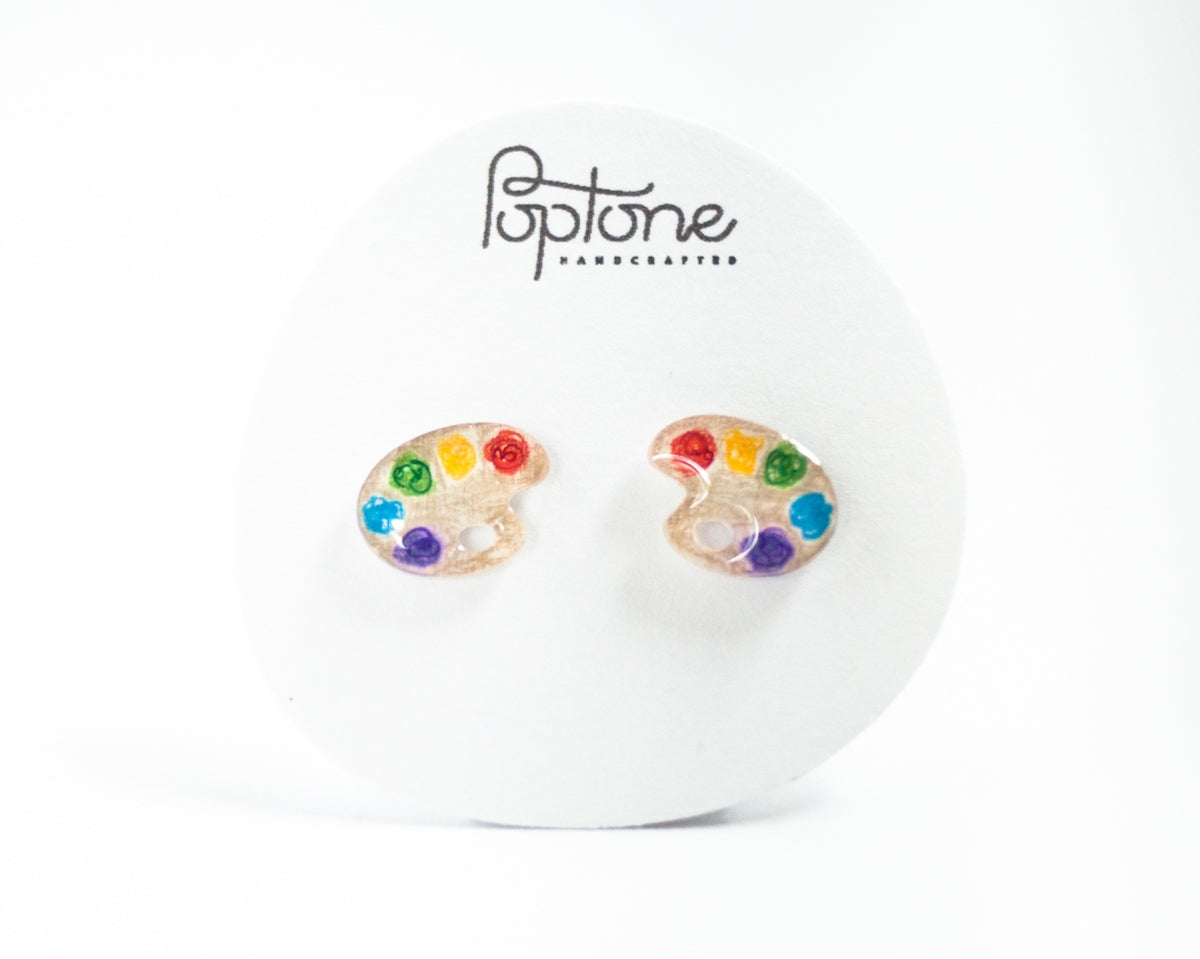 Artist Paint Palette Colorful Stud Earrings