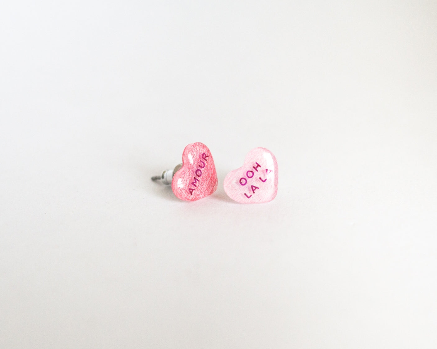 Valentine Candy Heart Earrings - Amour + Ohh Lala