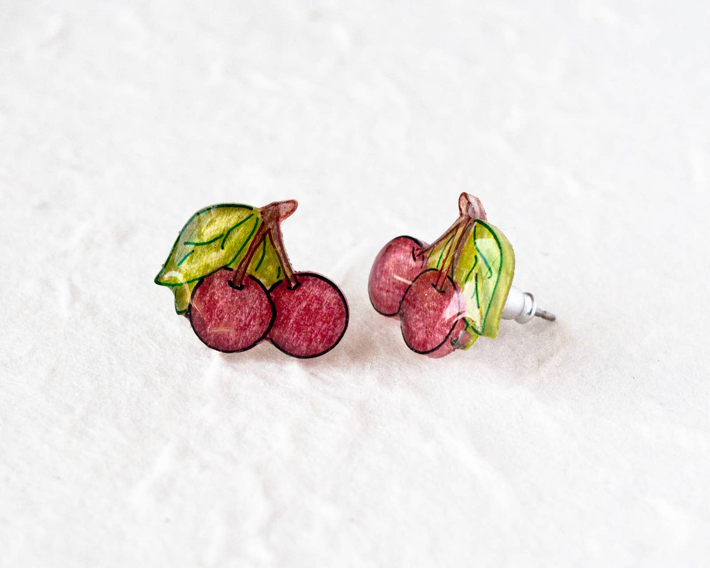 Red Cherry Fruit Stud Earrings