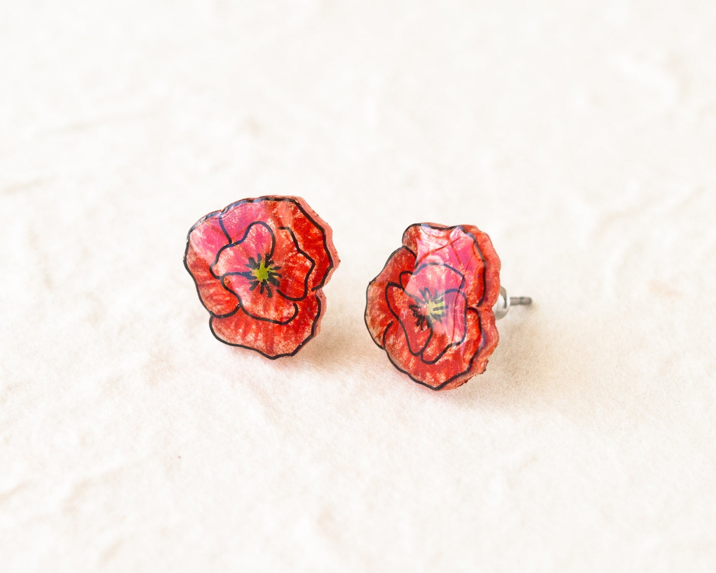 Poppy Flower Stud Earrings