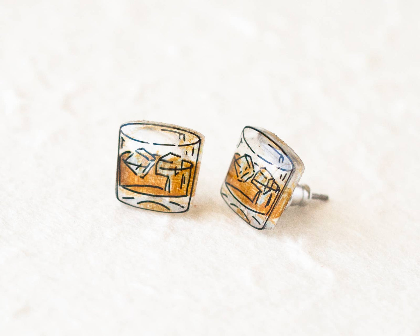 Whiskey Glass Drink Earrings