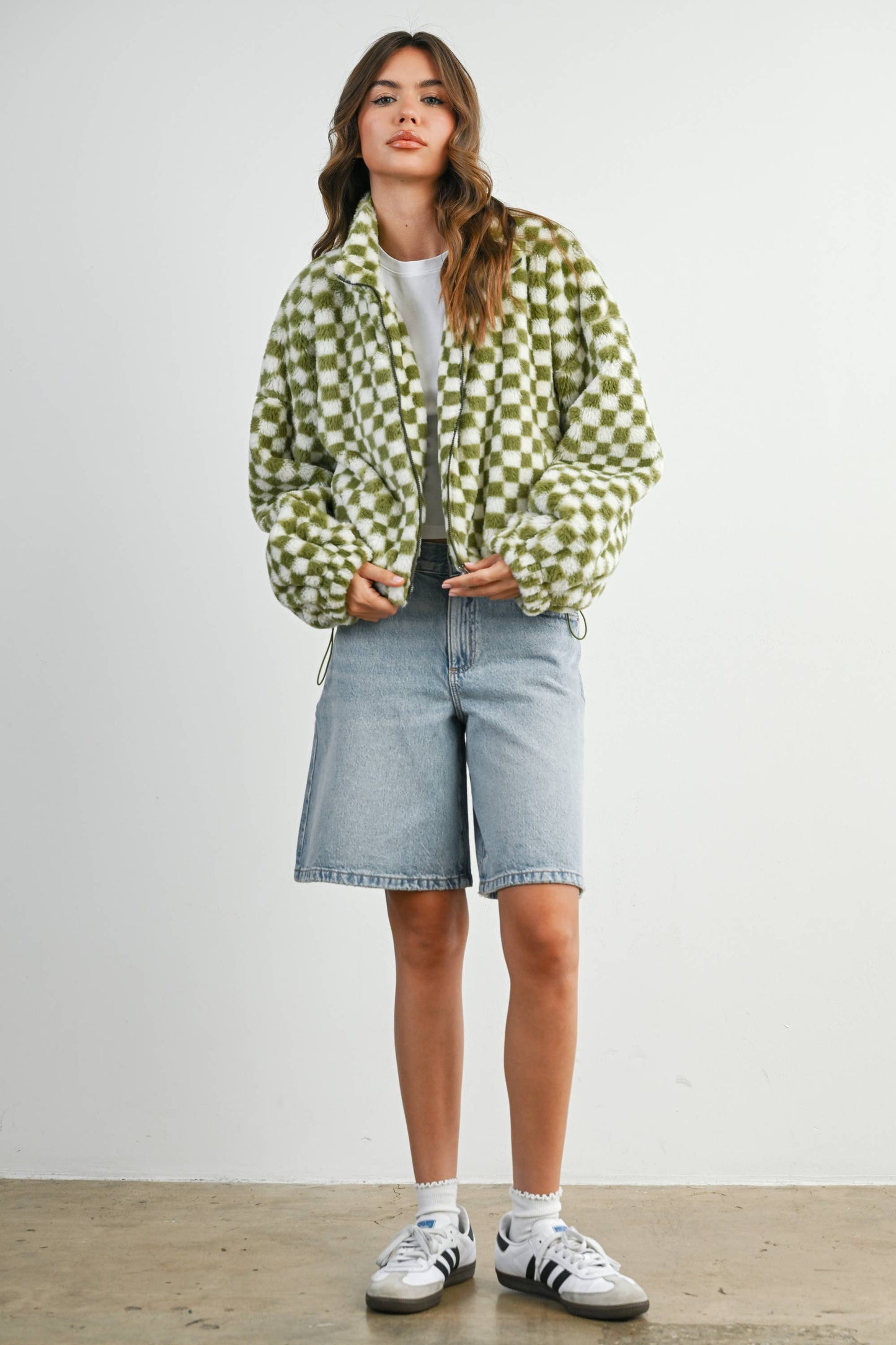 Fall Winter Checker Teddy Fall Jacket