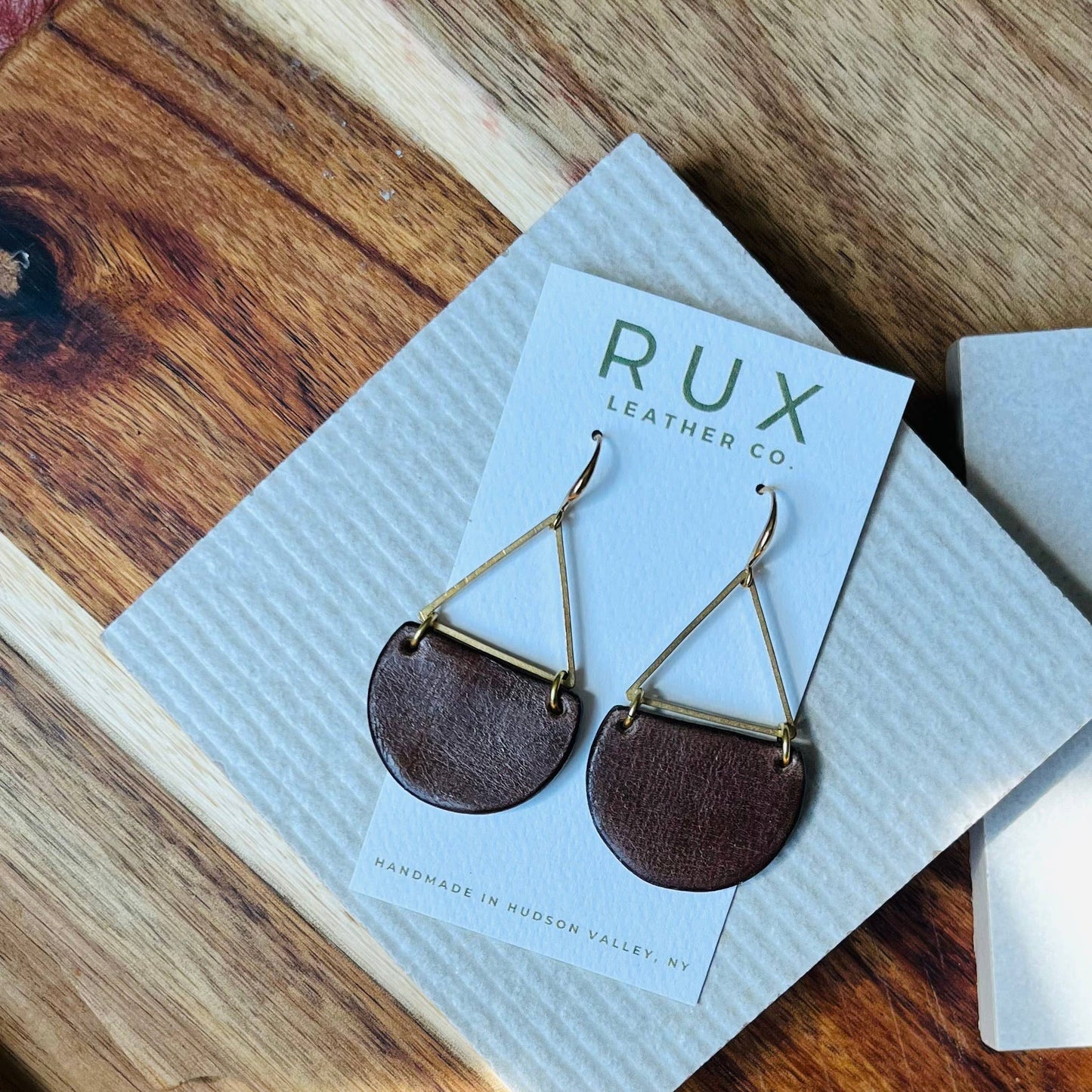 Handcrafted, Dark Brown Genuine Leather Earrings 