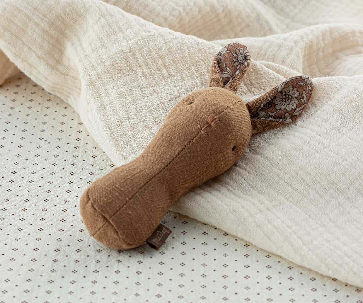 Lullaby Friends Bunny Rattle in Chocolate
