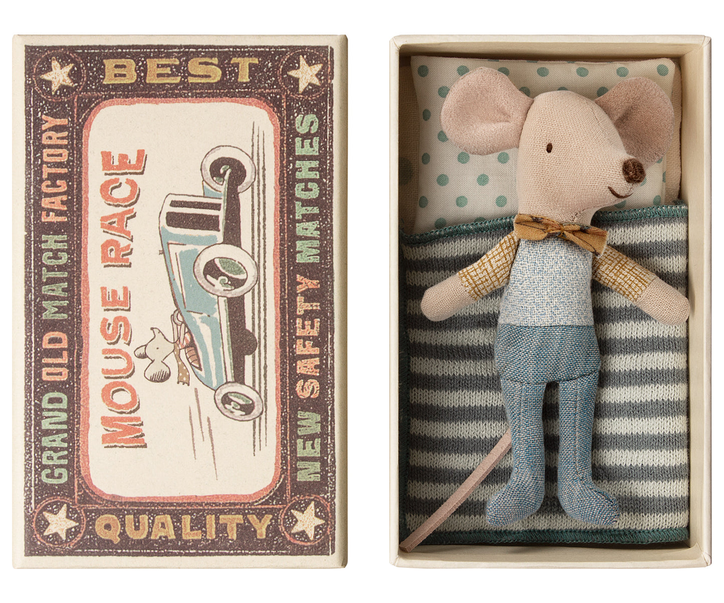 Little Brother Mouse in Matchbox w/Bowtie