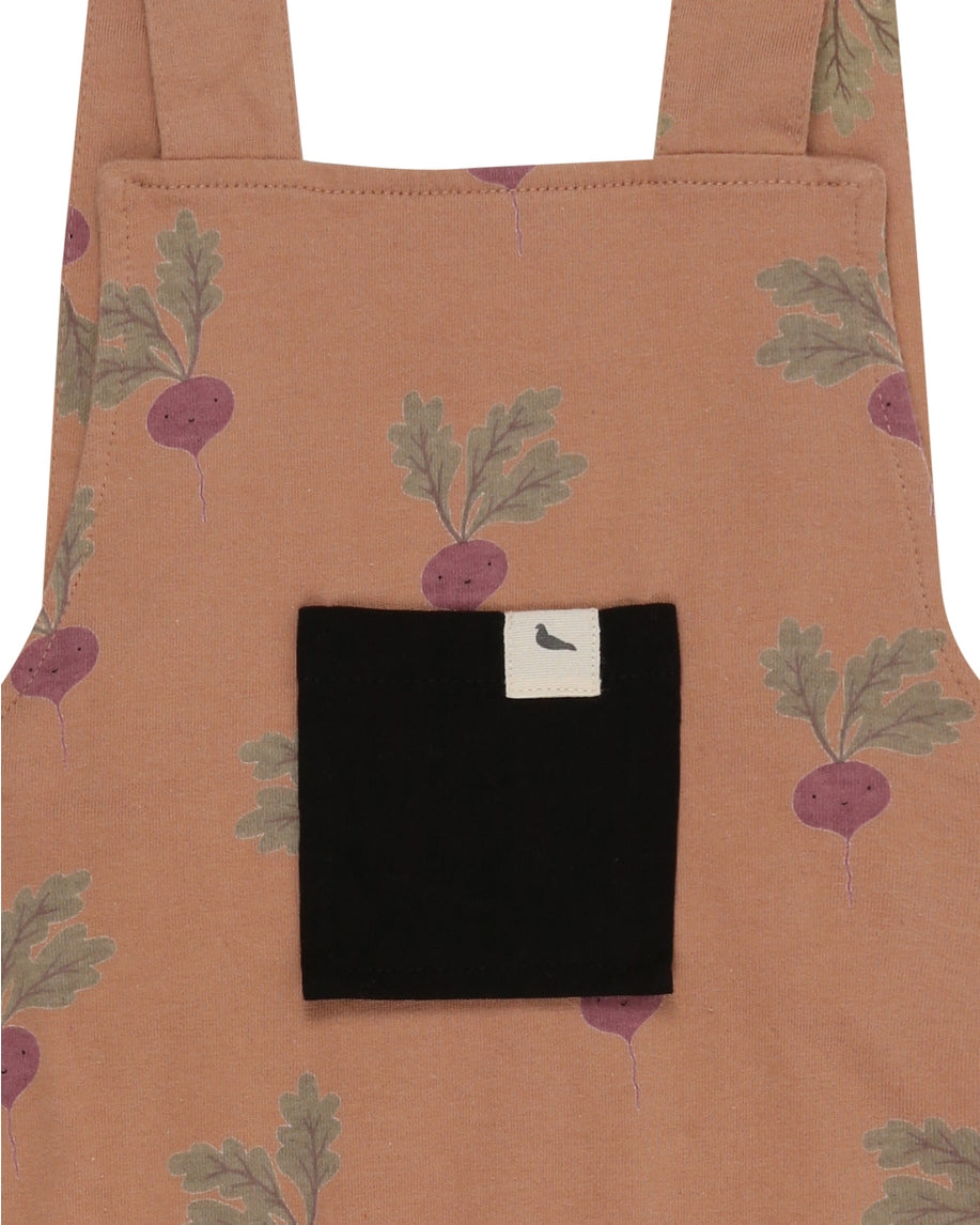 Beetroot Print Shortie Dungarees