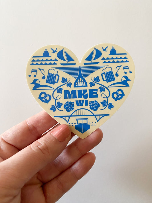 Mke Milwaukee Heart Icons Vinyl Sticker