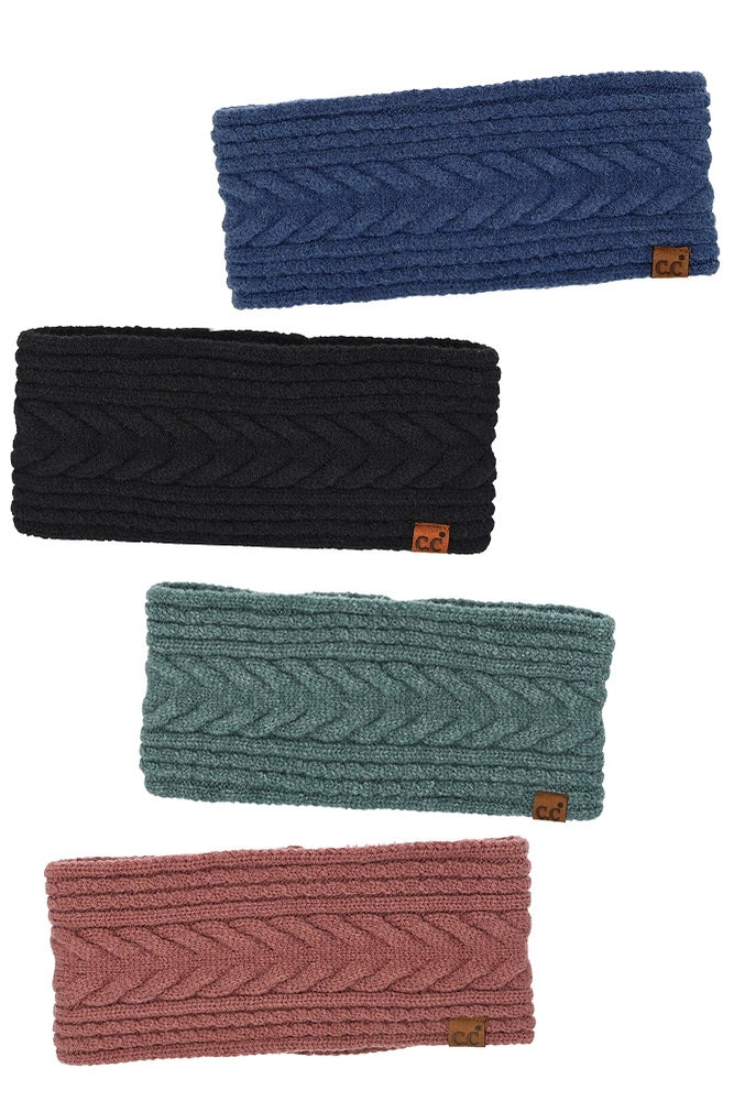 C.C Cable Knit Lining Headwrap Winter Headband