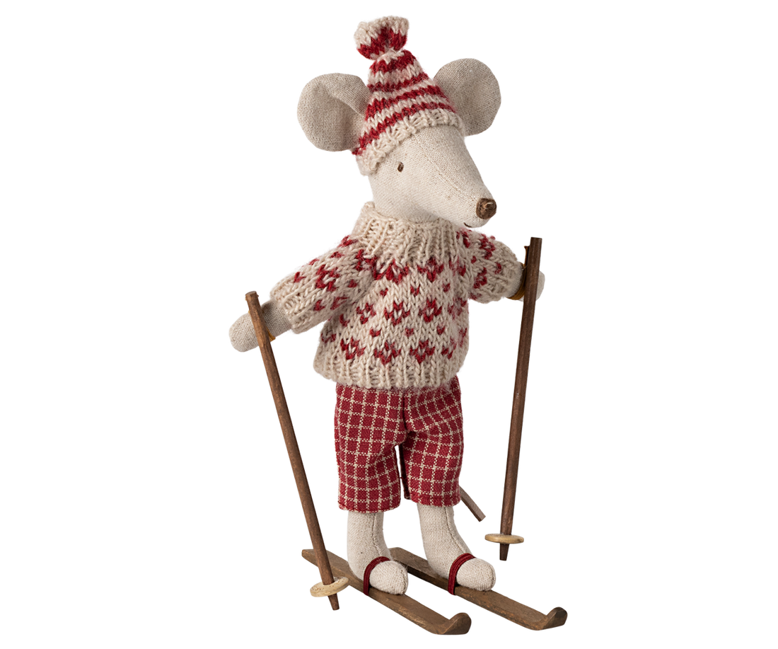 Winter Mouse With Ski Set Mum - Red