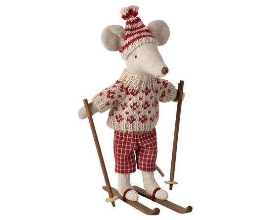 Winter Mouse With Ski Set Mum - Red