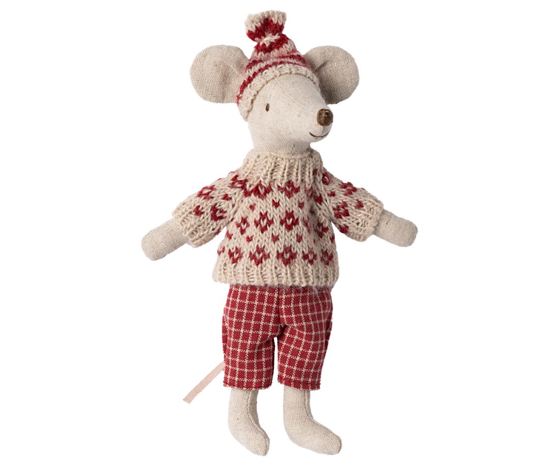 Winter Mouse With Ski Set Mum - Red