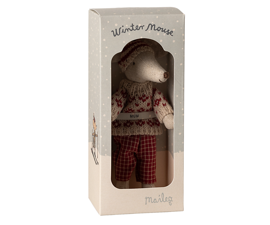 Winter Mouse With Ski Set Mum - Red