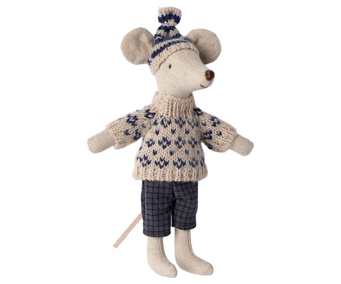 Winter Mouse With Ski Set Dad - Blue