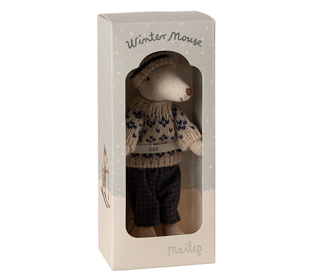 Winter Mouse With Ski Set Dad - Blue