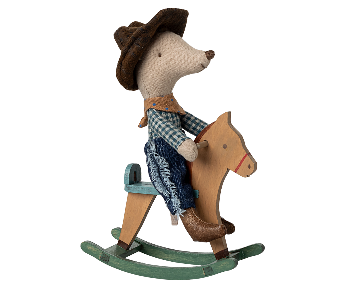 Cowboy Mouse On Rocking Horse - Little Brother